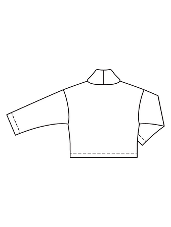 Технический рисунок пуловера свободного кроя спинка