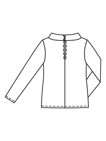 Технический рисунок блузки с закрытым воротником спинка