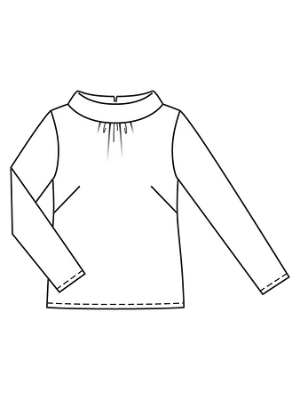 Технический рисунок блузки с закрытым воротником