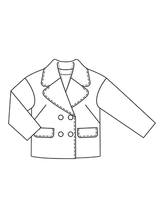 Технический рисунок двубортной куртки-жакета