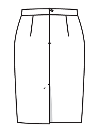Технический рисунок узкой юбки вид сзади