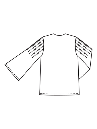 Технический рисунок блузки с расклешенными рукавами спинка