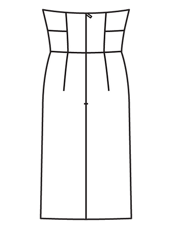 Технический рисунок платья-бюстье из жаккарда спинка