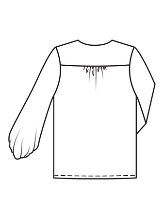 Технический рисунок блузки с эффектными рукавами спинка