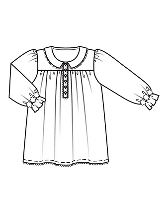 Технический рисунок блузки-туники с воротничком «Питер Пэн»