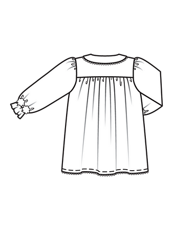 Технический рисунок блузки-туники с воротничком «Питер Пэн» спинка