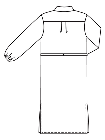 Технический рисунок платья-рубашки из органзы cgbyrf
