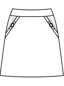 Технический рисунок юбки с карманами с отрезными бочками