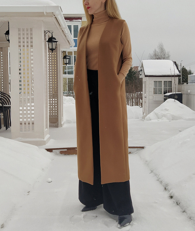 Длинный жилет из пальтовой ткани от @eugeniakamaeva