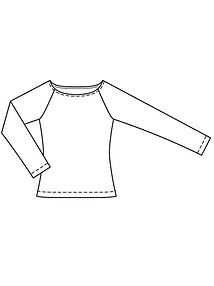 Технический рисунок пуловера с вырезом лодочкой 