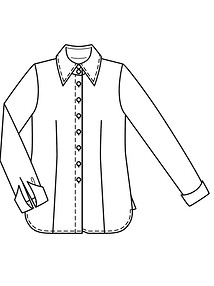 Технический рисунок приталенной блузы рубашечного кроя