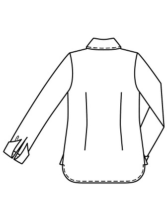 Технический рисунок приталенной блузы вид сзади