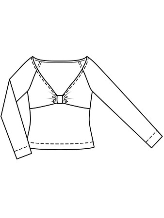 Технический рисунок приталенного пуловера в стиле ретро