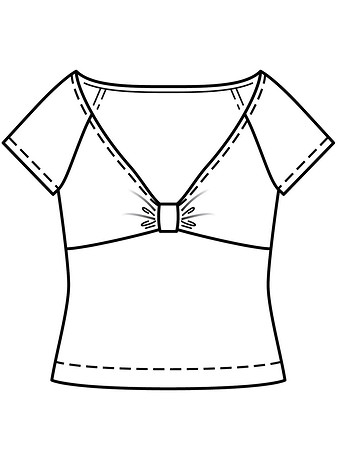 Технический рисунок приталенного пуловера с драпировкой