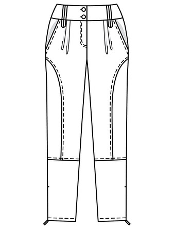 Технический рисунок зауженных брюк с высокой талией