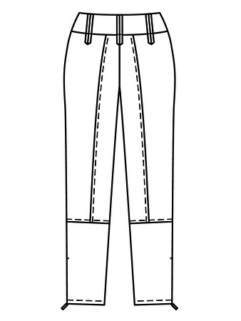 Технический рисунок брюк с высокой талией вид сзади