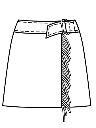 Технический рисунок замшевой юбки с запахом
