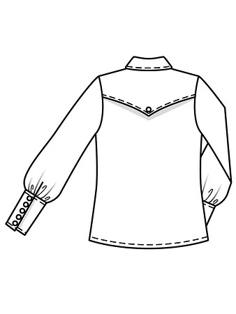 Технический рисунок блузы вид сзади