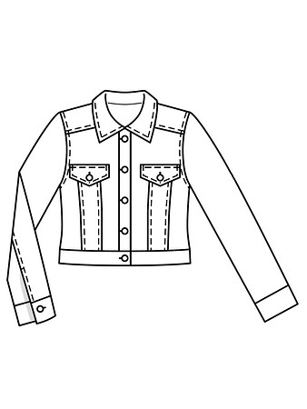 Технический рисунок короткой куртки из джинсовой ткани