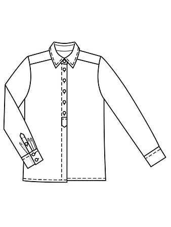 Технический рисунок блузки-рубашка классического кроя