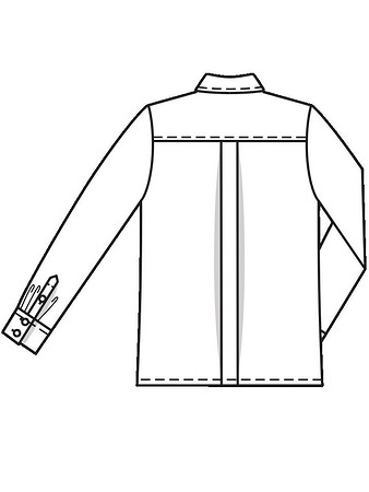 Технический рисунок блузки-рубашка вид сзади