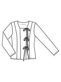 Технический рисунок блузки с необычной застёжкой
