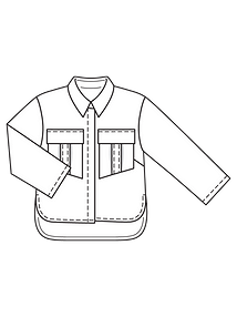 Технический рисунок блузки-рубашки с удлинённой спинкой