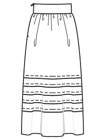 Технический рисунок юбки миди со складками