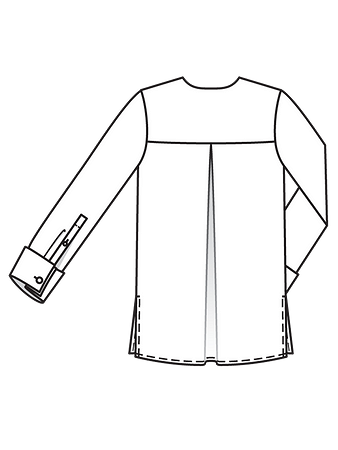Технический рисунок блузки с V-образным вырезом спинка