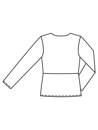 Технический рисунок блузки с необычной застёжкой спинка