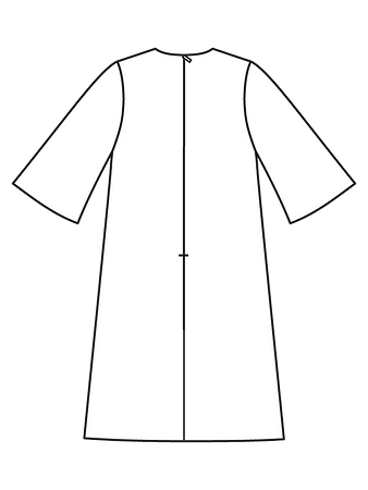 Технический рисунок платья с асимметричными рельефными швами спинка