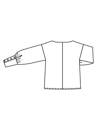 Технический рисунок блузки с драпирующимся вырезом «качели» спинка