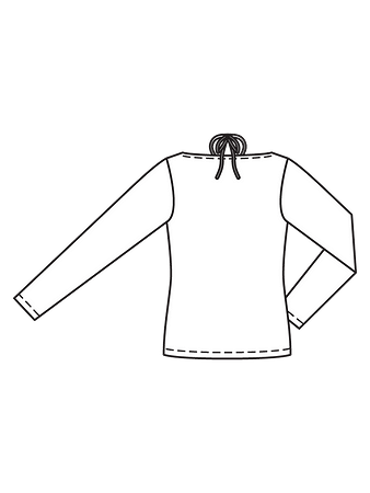 Технический рисунок пуловера с вырезом-капелькой спинка