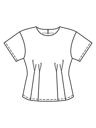Технический рисунок блузки с застроченными складками