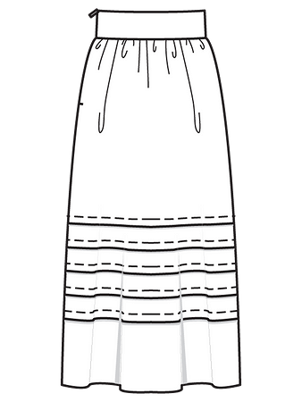 Технический рисунок юбки миди со складками