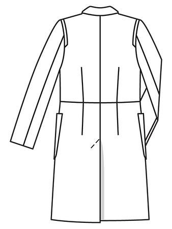 Технический рисунок однобортного пальто спинка