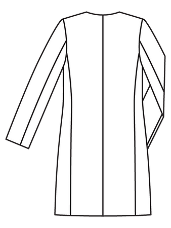 Технический рисунок короткого пальто без воротника спинка