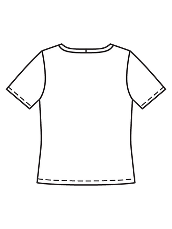 Технический рисунок базовой футболки классического кроя спинка