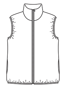 Технический рисунок стеганого жилета с высоким воротником