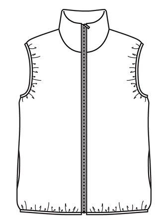 Технический рисунок стеганого жилета с высоким воротником