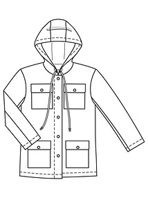 Технический рисунок куртки-дождевика прямого кроя