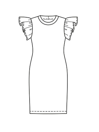 Технический рисунок трикотажного платья с рукавами-крылышками