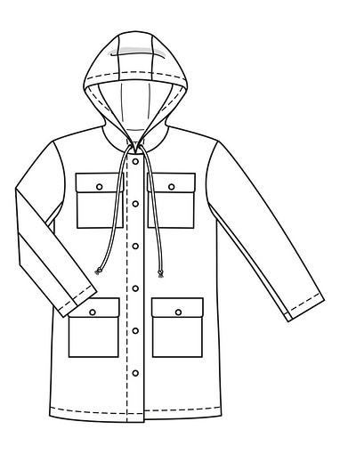 Парка с капюшоном и накладными карманами
