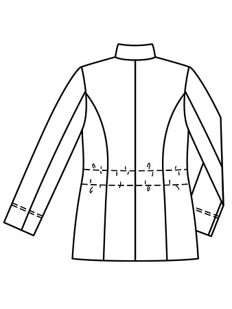 Технический рисунок жакета с двойными полочками вид сзади