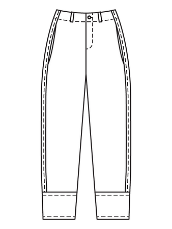 Технический рисунок брюк с декоративными планками-отворотами