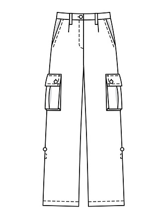 Технический рисунок свободных в поясе брюк