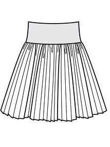 Технический рисунок юбки на широком трикотажном поясе
