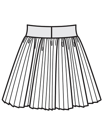 Технический рисунок плиссированной юбки вид сзади
