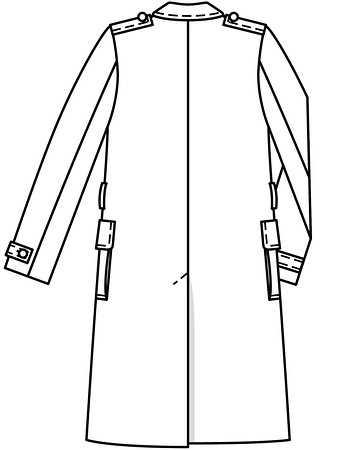 Технический рисунок гламурного тренчкота вид сзади