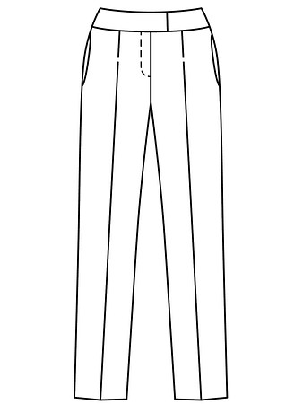 Технический рисунок узких брюк со складками-стрелками